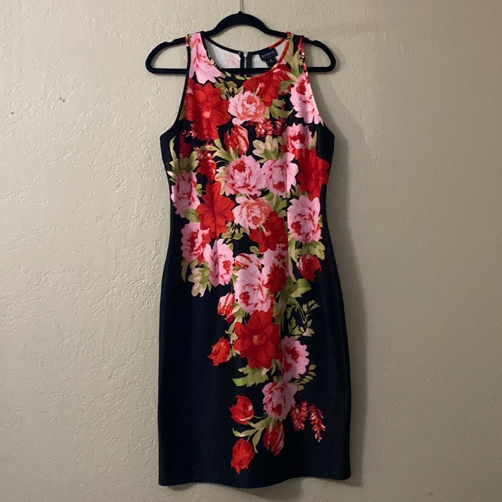Black floral sleeveless dress